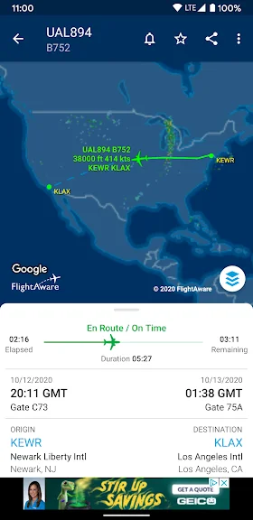 FlightAware screenshot
