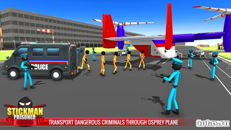 US Police Stickman Criminal Plane Transporter Game screenshot 3