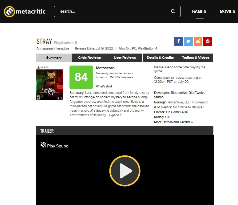 Stray - симулятор життя кішок у світі кіберпанку  