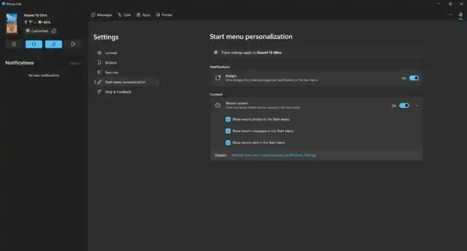 Windows 11 оновлює меню "START" за допомогою інтеграції за допомогою смартфонів Android