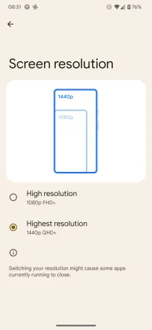 Користувач активізував можливість зменшення екрану в Pixel 6 Pro 